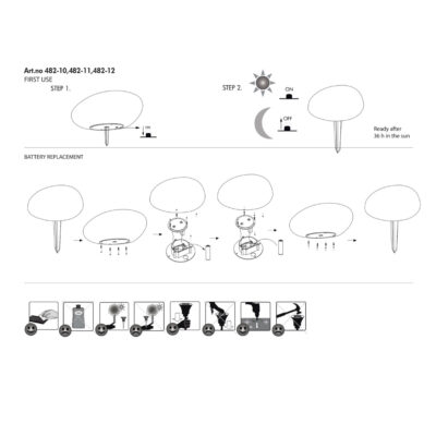 lauko dekoracija saules baterija solar white stone lauko dekoracija saules baterija solar white stone