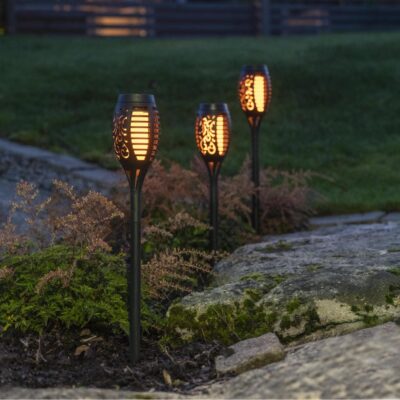 zibintas saules baterija solar flame led 481-03
